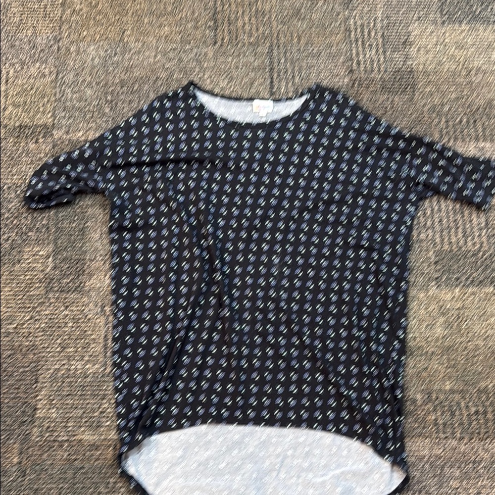 Lularoe women’s Small black with blue green floral long sleeve shirt